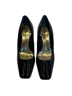 J.Renee Mary-LPBLK Mary Lizard Print Women's 7.5M Square Toe 2.5” Heels Black